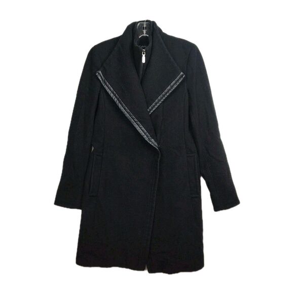 Calvin Klein Jackets & Blazers - Calvin Klein Wool-Blend Mid-Length Coat Women's 6 Black Zip-Up Snap-Up Pockets